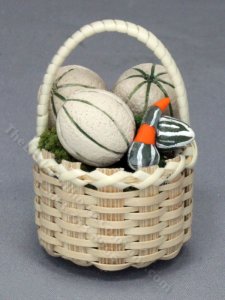 (image for) Miniature Basket of Melons for Dollhouses