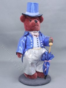 (image for) Vintage Miniature Bear in a Metallic Suit for Dollhouses