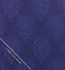 (image for) Dark Blue Paisley Pattern Miniature Wallpaper for Dollhouses