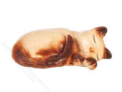 (image for) Miniature Sleeping Siamese Cat for Dollhouses