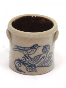 (image for) Miniature Stoneware Bucket Crock with Bird on Branch