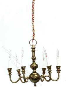 (image for) Dollhouse Scale Model 6 Arm Brass Chandelier