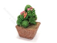 (image for) Vintage Miniature Signed Potted Cactus with Butterfly for Dollhouses