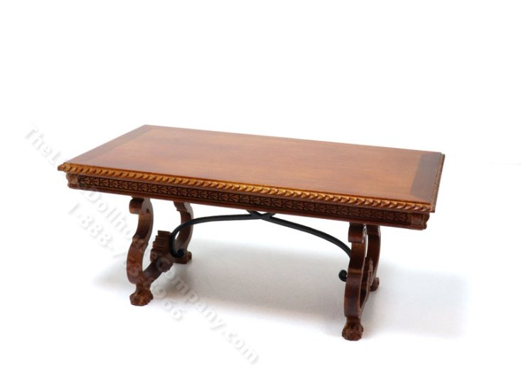 (image for) Miniature Spanish Style Planked Top Walnut Table for Dollhouses