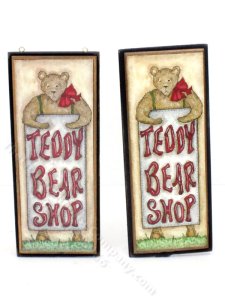 (image for) Miniature "Teddy Shop" Sign Set for Dollhouses