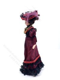 (image for) Miniature Handcrafted Vintage Victorian Lady in Burgundy