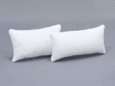 (image for) Miniature Pair of Rectangular White Pillows for Dollhouses