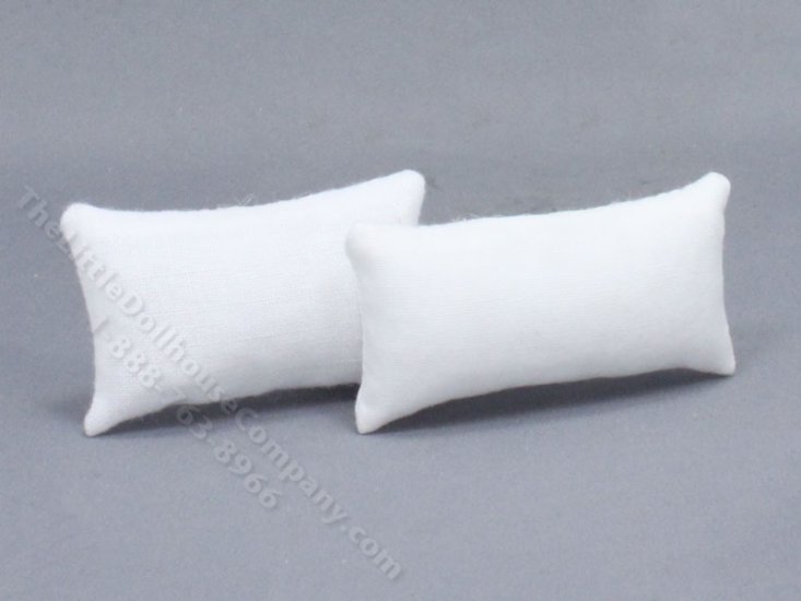 (image for) Miniature Pair of Rectangular White Pillows for Dollhouses