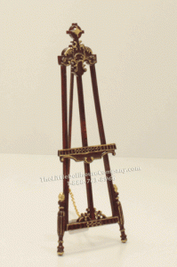 (image for) Miniature Mahogany Easel With Gold Detail For Dollhouses