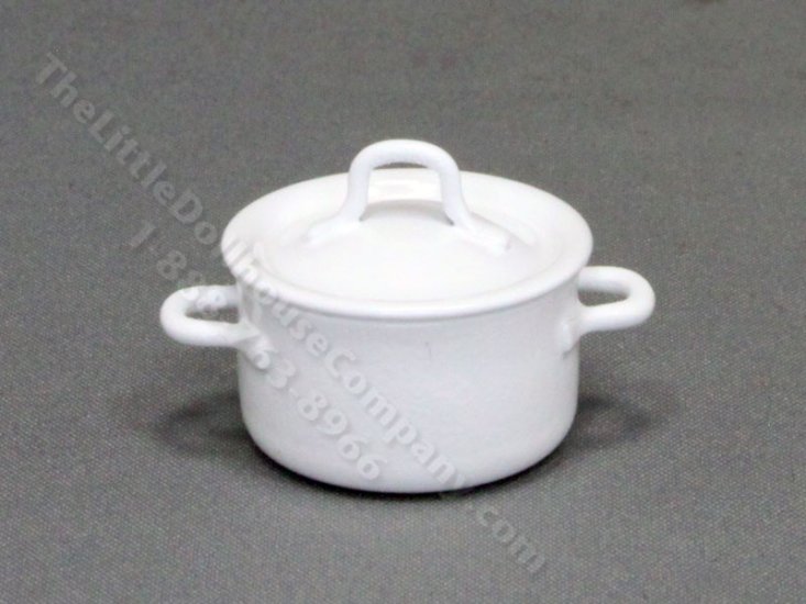 (image for) Miniature Large White Pot with Lid For Dollhouses