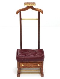 (image for) Miniature Walnut Clothing Valet with a Tufted Leather Cushion
