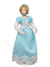 (image for) Vintage Miniature Handcrafted Regency Woman in Blue Dress