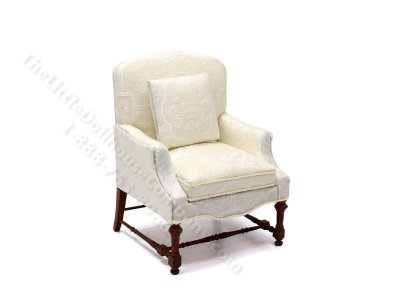 (image for) Miniature White Jacobean Armchair for Dollhouses