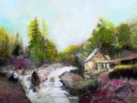 (image for) Riverside Cottage Painting by Larry Morganti