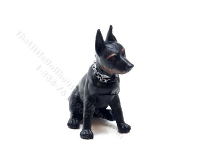 (image for) Miniature Black Doberman Dog for Dollhouses