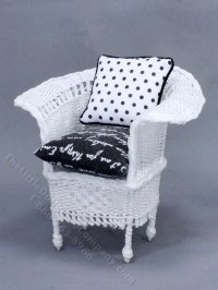 (image for) Miniature Black and White Wicker Chair for Dollhouses