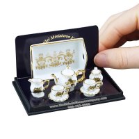(image for) Miniature Tea-Set "Baronesse" - Gold Flower Design