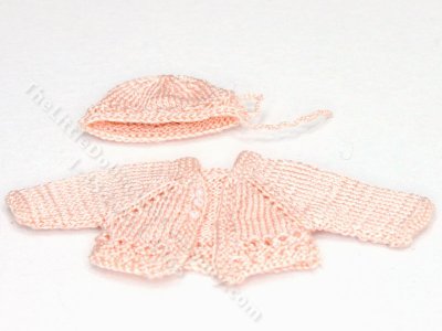(image for) Miniature Pink Knit Baby Cardigan and Hat