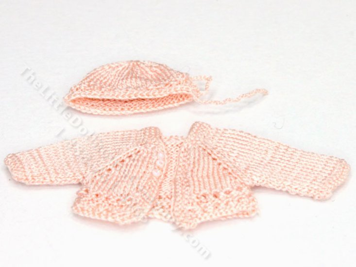 (image for) Miniature Pink Knit Baby Cardigan and Hat