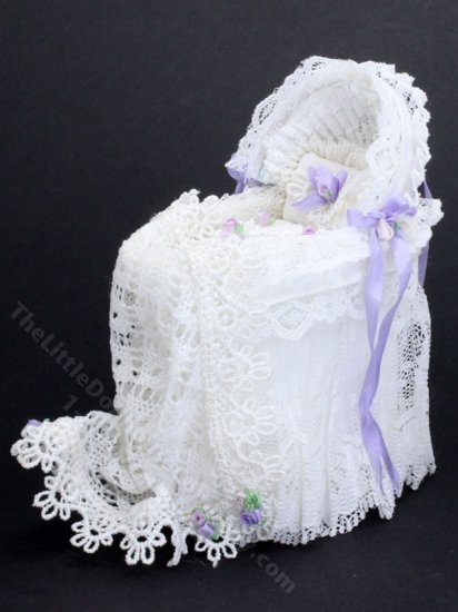 (image for) Miniature White Bassinet by Serena Johnson for Dollhouses