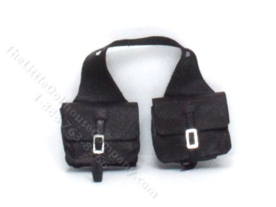 (image for) Handmade Miniature Saddle Bags for Dollhouses - Black