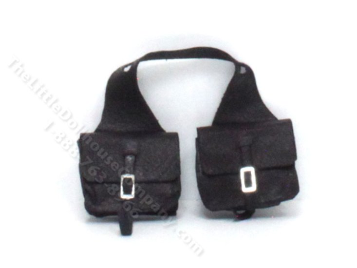 (image for) Handmade Miniature Saddle Bags for Dollhouses - Black