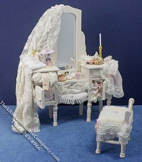 (image for) Miniature Dressed Makeup Table & Stool by Danielle Designs