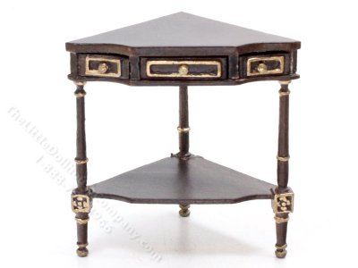 (image for) Miniature Walnut Corner Table for Dollhouses