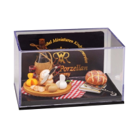 (image for) Miniature Bread & Cheese Dish with Wine, on a Blanket