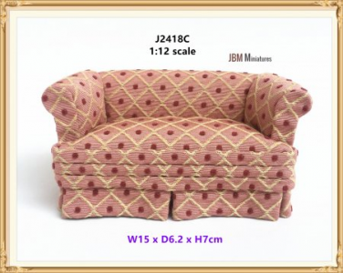 (image for) Tub style overstuffed settee - Pink & Red Design.