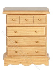 (image for) Miniature Oak Chest of Drawers for Dollhouses