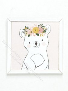 (image for) Miniature Small Scale Square Print of Bunny in a Flower Crown