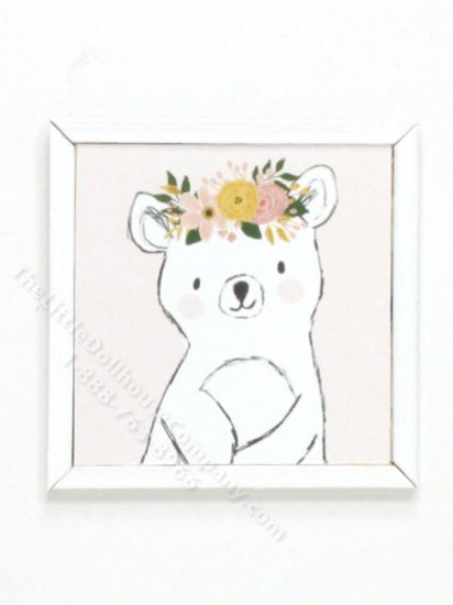 (image for) Miniature Small Scale Square Print of Bunny in a Flower Crown