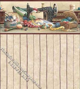 (image for) Dollhouse Scale Model Wallpaper Sewing Room Red Pattern
