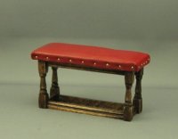 Dollhouse Miniature Leather Top Stool (image for) Dollhouse Miniature Leather Top Stool