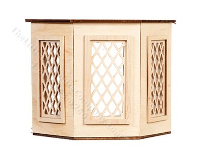 (image for) Miniature Diamond Bay Window, Flat Top, for Dollhouses