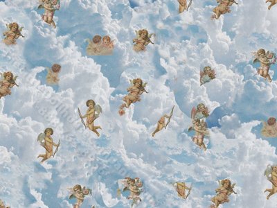 (image for) 1/2 Scale Cherubs in Clouds Wallpaper for Dollhouses
