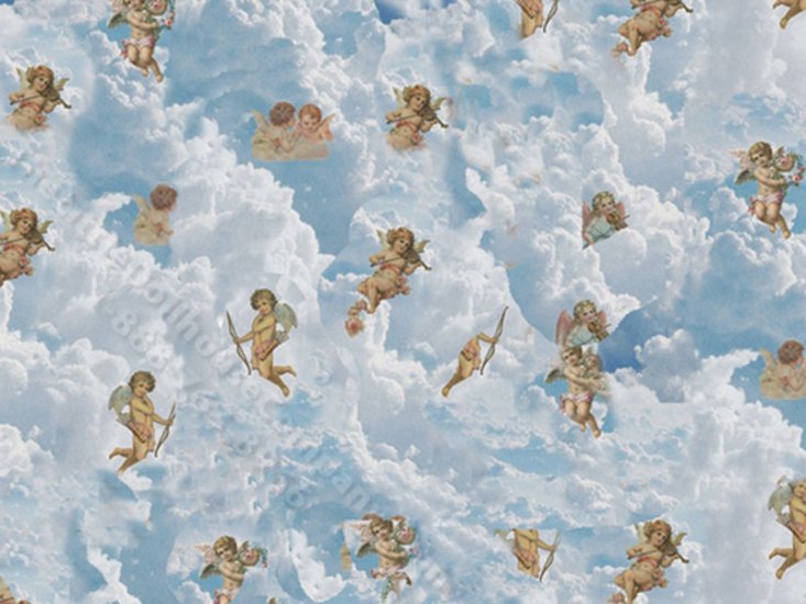 (image for) 1/2 Scale Cherubs in Clouds Wallpaper for Dollhouses