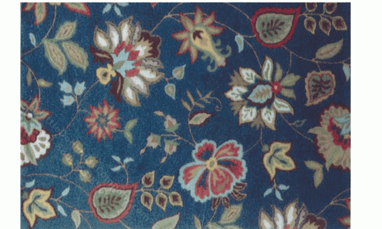 (image for) Miniature Extra Small Scale Blue Floral Rug