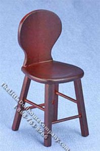 (image for) Miniature Mahogany High Stool w/Back for Dollhouses