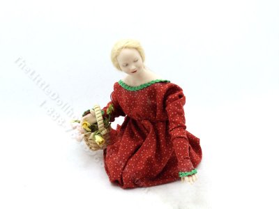 (image for) Miniature Sitting Lady with Flower Basket