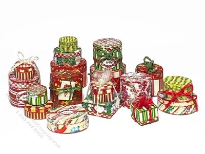 (image for) 1:48 Scale Miniature Christmas Jolly Stacking Boxes Kit