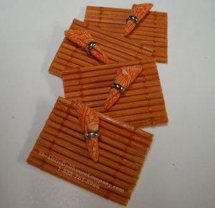 (image for) Miniature Orange Bamboo Placemat & Napkin Set For Dollhouses