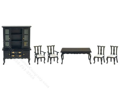 (image for) Miniature Black Dining Room Set For Dollhouses(6Pc)
