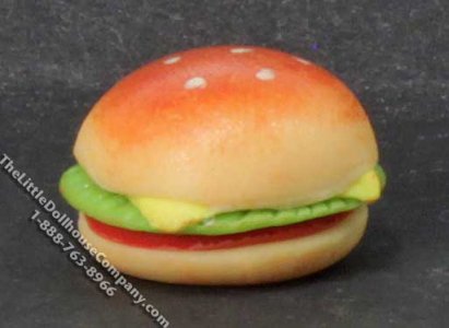 (image for) Miniature Hamburger on a Sesame Seed Bun for Dollhouses