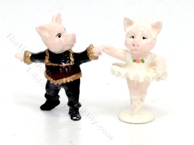 (image for) Miniature Pewter Ballet Pigs for Dollhouses