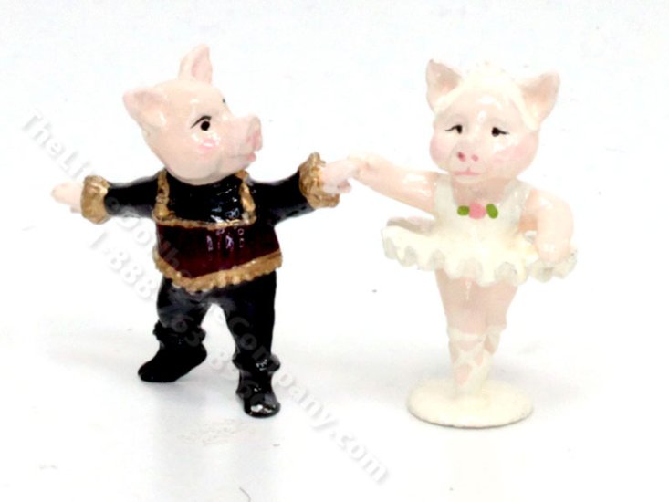 (image for) Miniature Pewter Ballet Pigs for Dollhouses