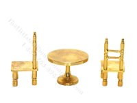 (image for) Vintage 1:48 Scale Miniature Brass 3 Pc. Dining Set for Dollhouses