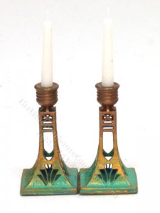 (image for) Miniature Pair of Copper Candlesticks by Jane Woodham