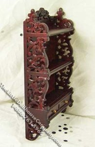 (image for) Miniature Mahogany Wall Hutch for Dollhouses
